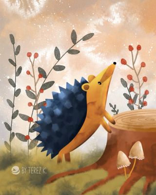 A takhle vypadá ježek, pokud si dám s ilustrací na čas ⏱️🦔 Je to trochu rozdíl oproti předchozímu videu, že? 😁 Roztomilí...